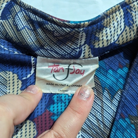 Vintage Tan Jay Floral Silky Open Front Cardigan with Shoulder Pads Woman 14 - Picture 6 of 10